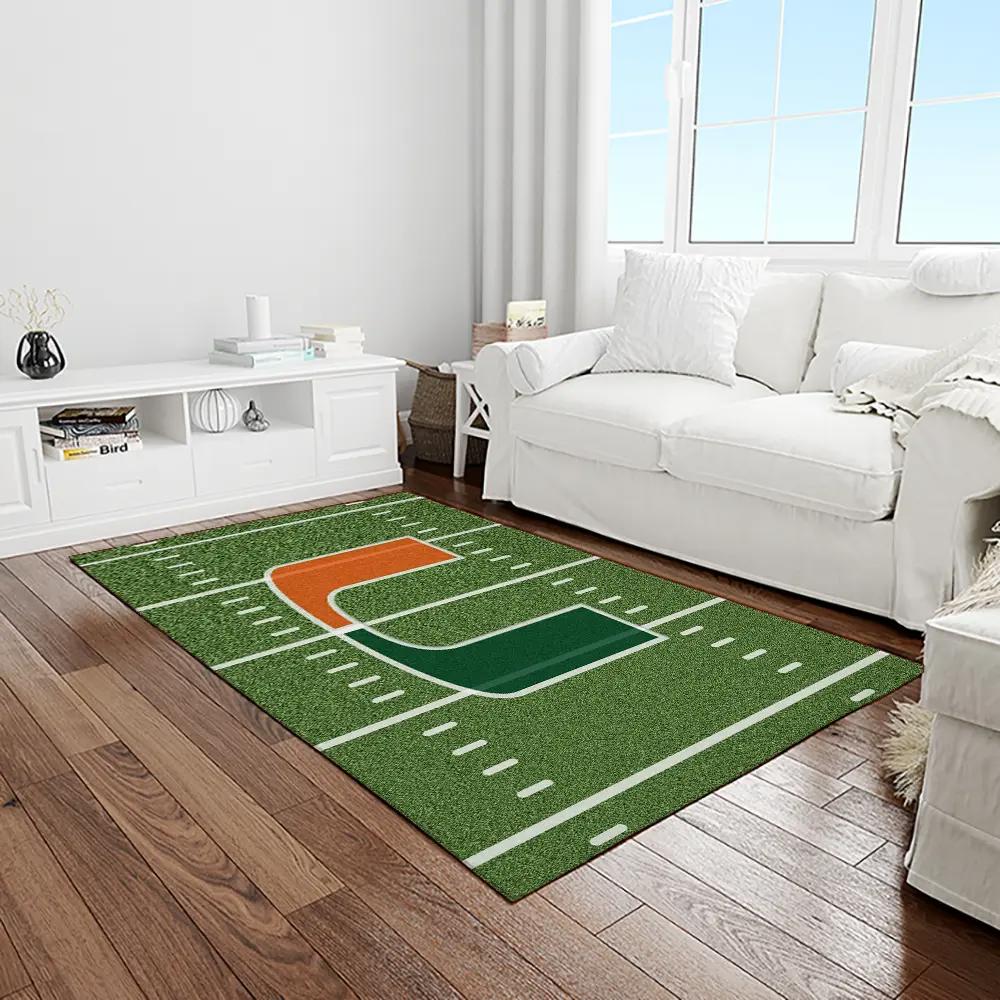 Ncaa miami hurricanes sport basketball and foolball team logo rectangle area rug mh26 Rectangle Rug