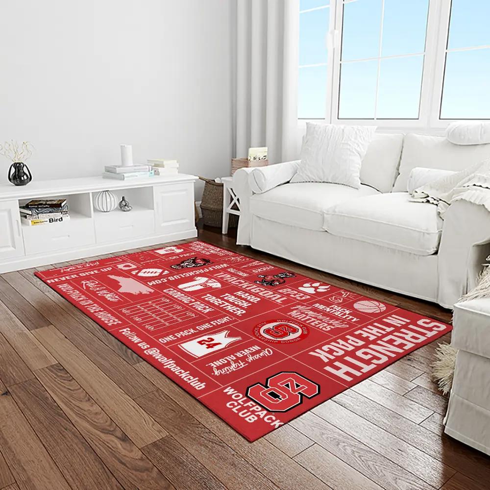 Ncaa nc state wolfpack sport basketball and foolball team logo rectangle area rug ncsw37 Rectangle Rug