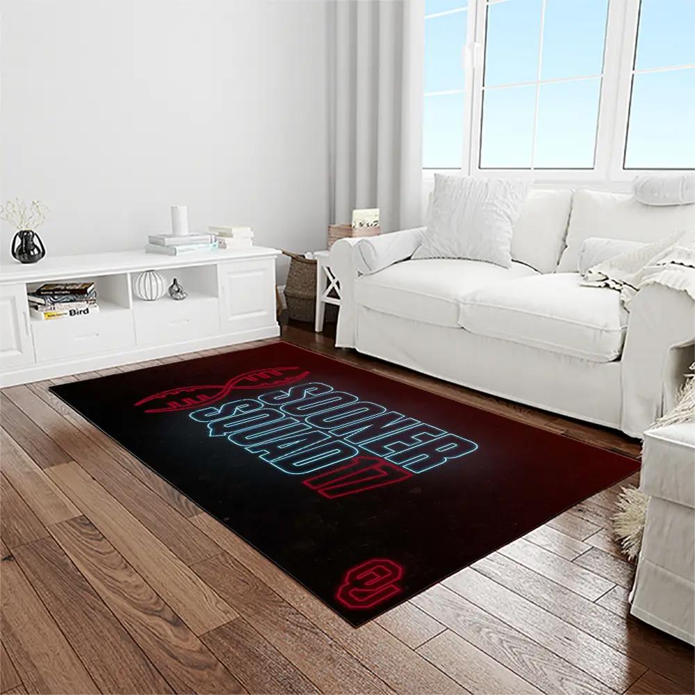 Ncaa oklahoma sooners sport basketball and foolball team logo rectangle area rug os63 Rectangle Rug