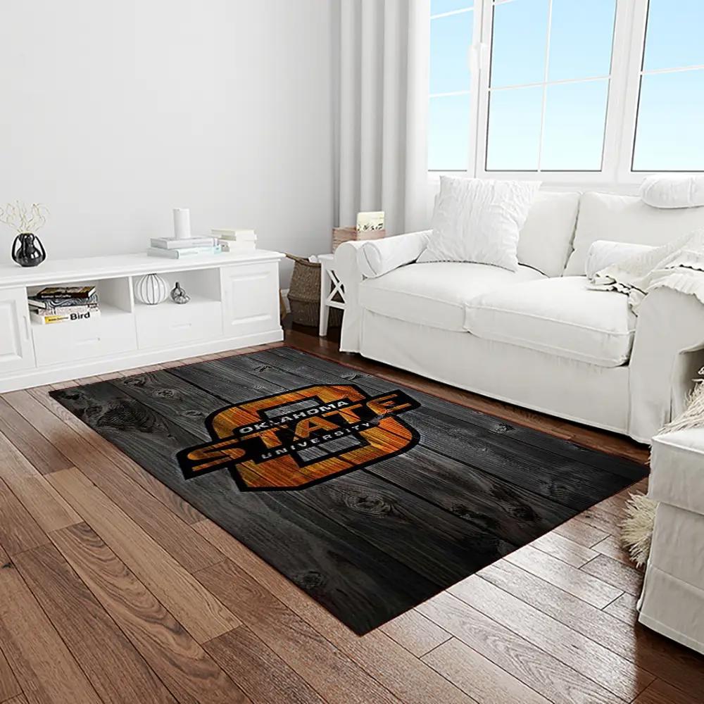 Ncaa oklahoma state cowboys sport basketball and foolball team logo rectangle area rug osc68 Rectangle Rug