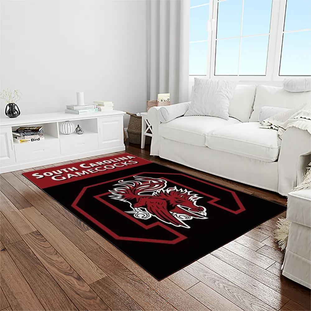 Ncaa south carolina gamecocks college sport basketball and foolball team logo rectangle area rug scg12 Rectangle Rug