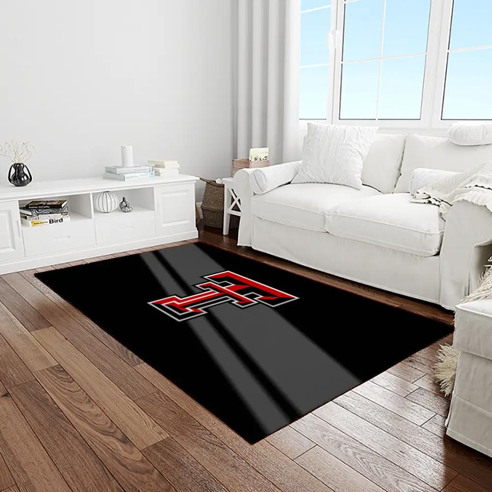 Ncaa texas tech red raiders sport basketball and foolball team logo rectangle area rug ttrr33 Rectangle Rug