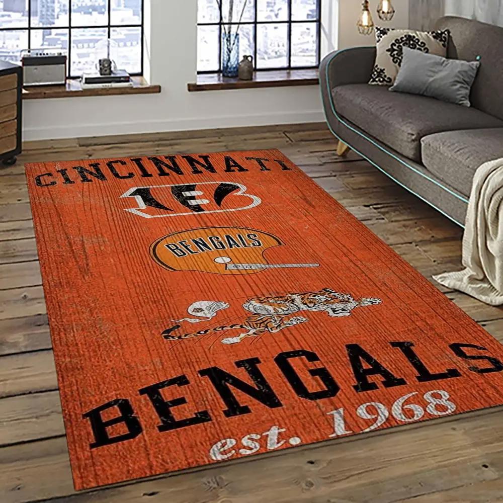 Nfl cincinnati bengals football team logo sport carpet area rug who dey nation gift for friends cnns50 Rectangle Rug