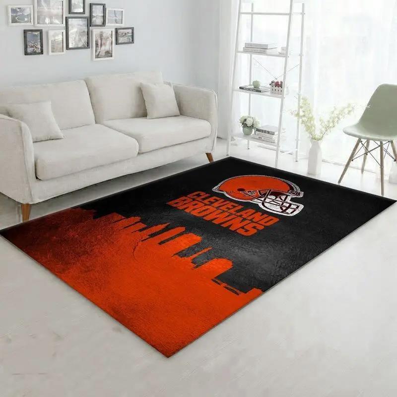 Nfl cleveland browns area rug football rug carpet floor decor home decor 22 Rectangle Rug