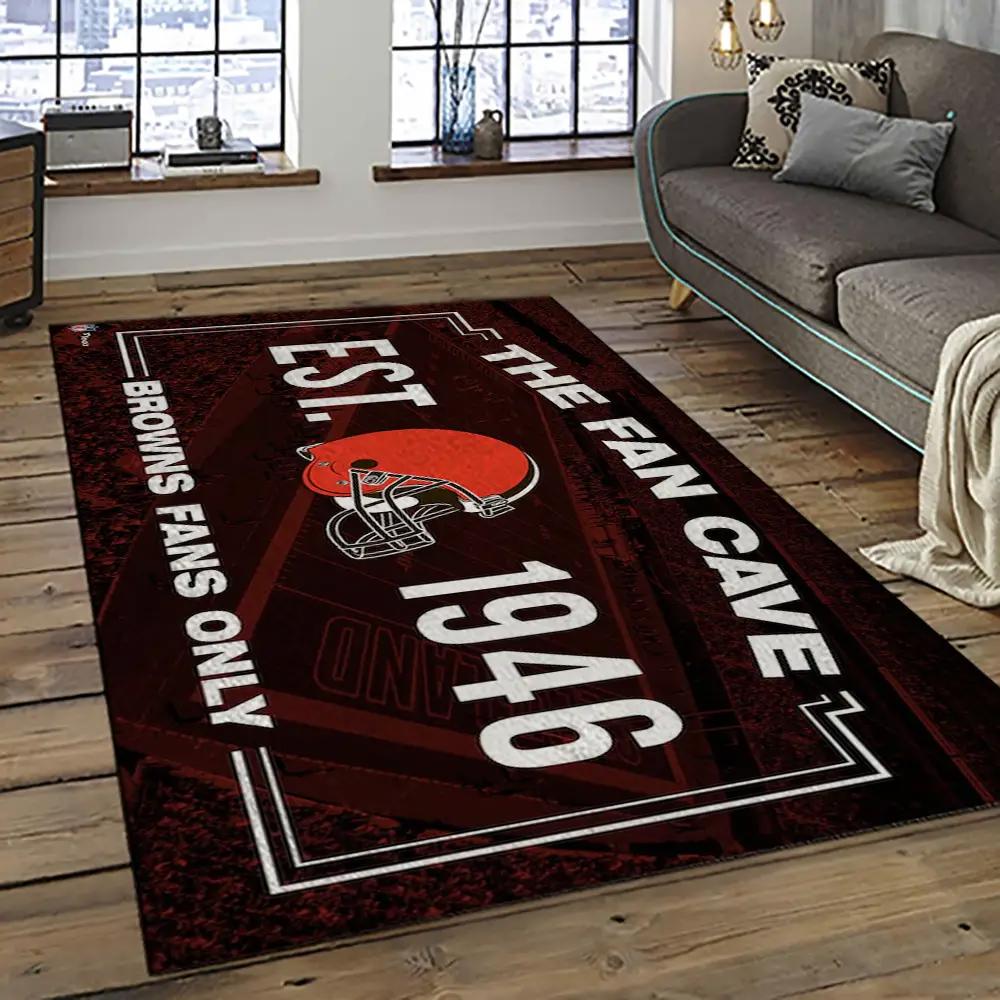 Nfl cleveland browns football team logo sport carpet rectangle area rug for living room cb82 Rectangle Rug