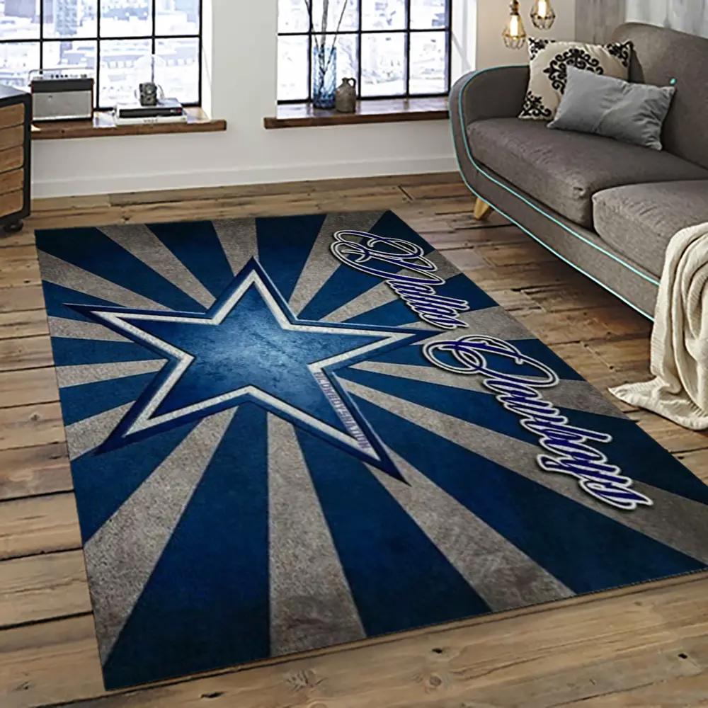 Nfl dallas cowboy football team logo sport carpet rectangle area rug for living room dc41 Rectangle Rug