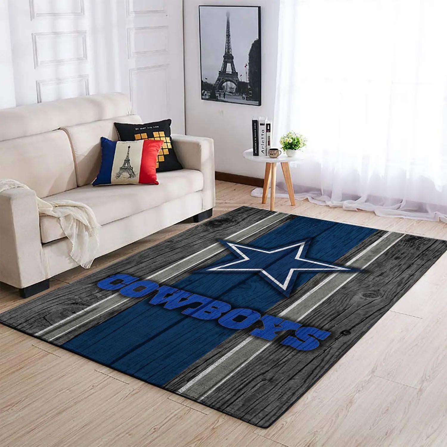 Nfl dallas cowboys area rugs football living room carpet wooden style Rectangle Rug