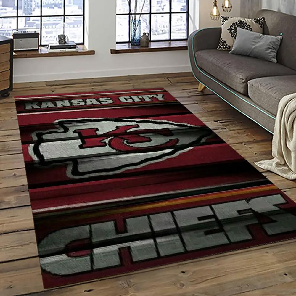 Nfl kansas city chiefs football team logo sport carpet rectangle area rug for living room kcc81 Rectangle Rug