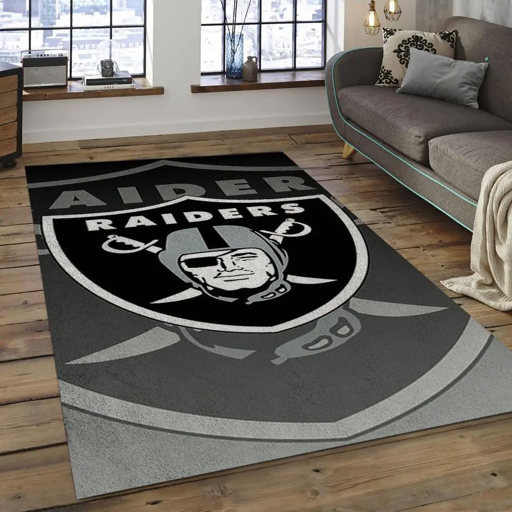 Nfl las vegas raiders football team logo rectangle area rug lvr03 Rectangle Rug