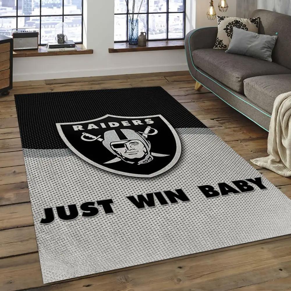 Nfl las vegas raiders football team logo rectangle area rug lvr30 Rectangle Rug