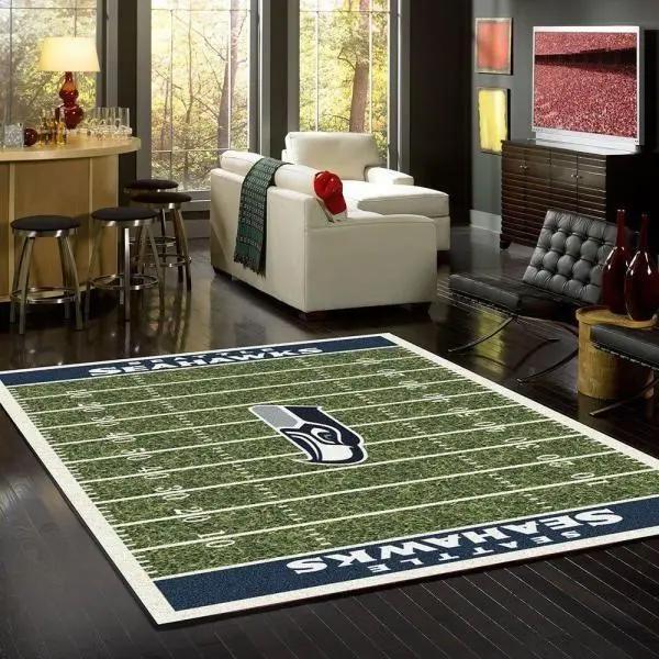 Nfl seattle seahawks football field logos sport rug area rug home decor Rectangle Rug