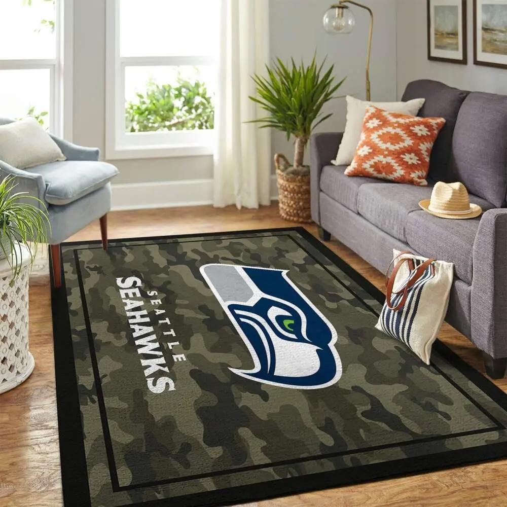 Nfl seattle seahawks football sport rug camo style living room area rug 27 Rectangle Rug