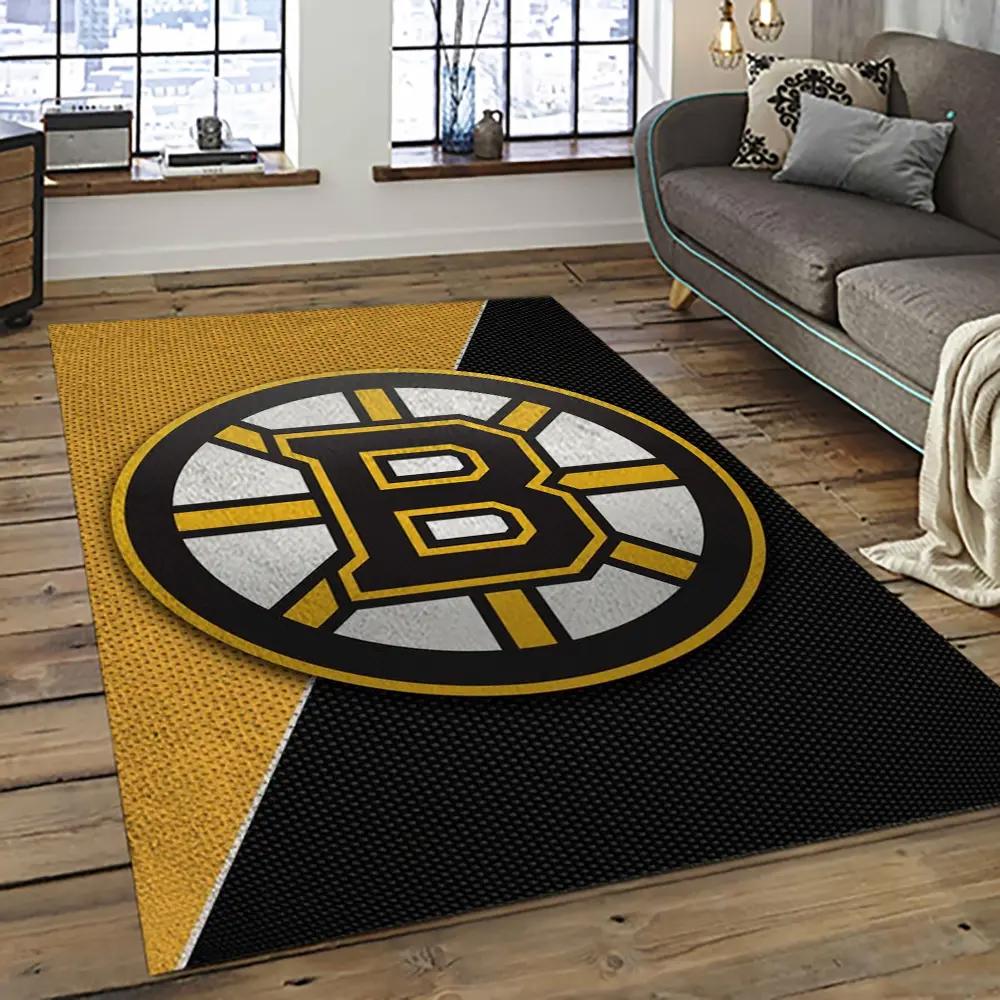Nhl boston bruins hockey team logo sport carpet rectangle area rug for living room bb34 Rectangle Rug