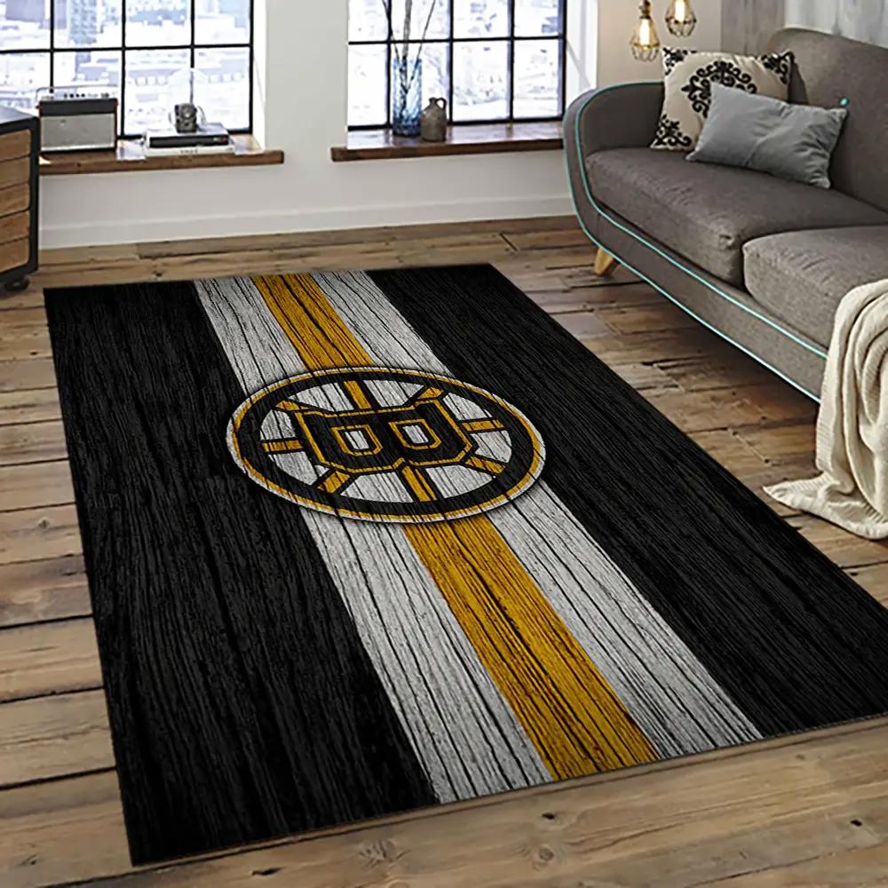 Nhl boston bruins hockey team logo sport carpet rectangle area rug for living room bb69 Rectangle Rug