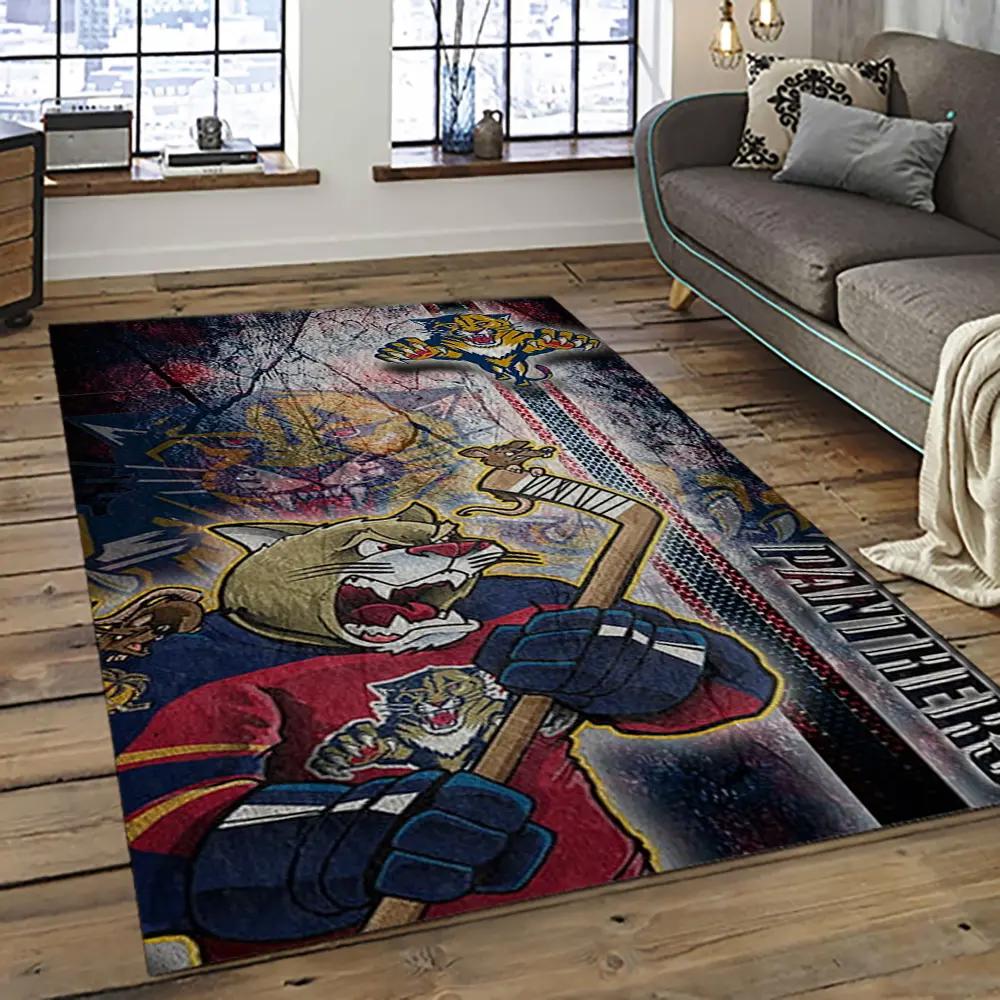 Nhl florida panthers hockey team logo sport carpet rectangle area rug for living room fp44 Rectangle Rug