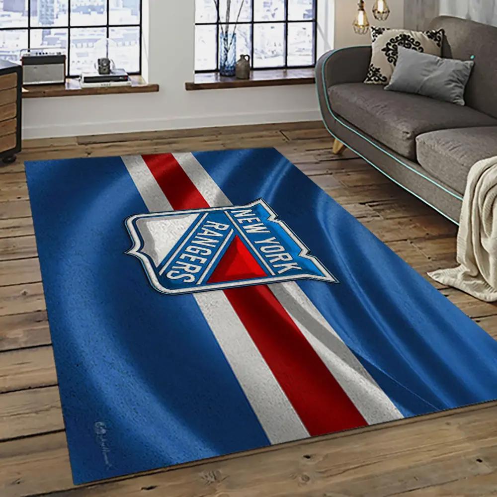 Nhl new york rangers hockey team logo sport carpet rectangle area rug for living room nyr02 Rectangle Rug