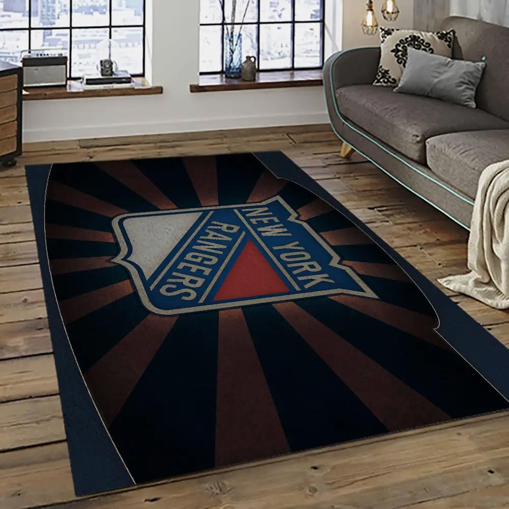 Nhl new york rangers hockey team logo sport carpet rectangle area rug for living room nyr19 Rectangle Rug
