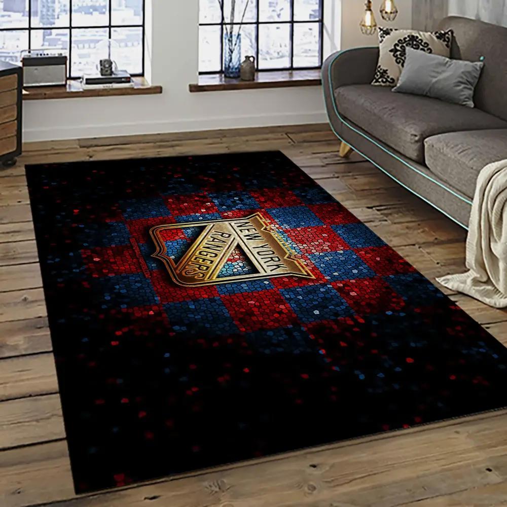 Nhl new york rangers hockey team logo sport carpet rectangle area rug for living room nyr63 Rectangle Rug