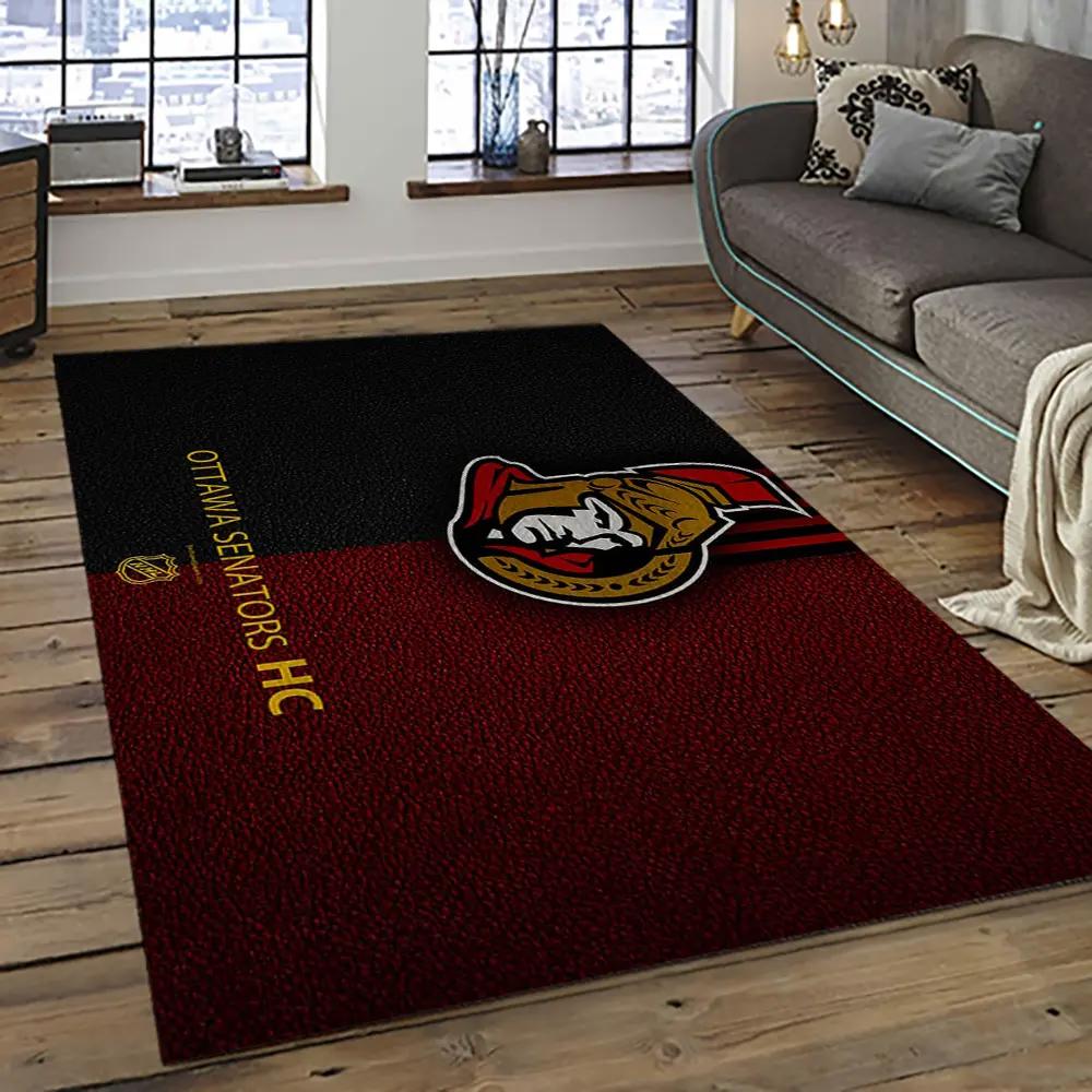 Nhl ottawa senators hockey team logo sport carpet rectangle area rug for living room os35 Rectangle Rug
