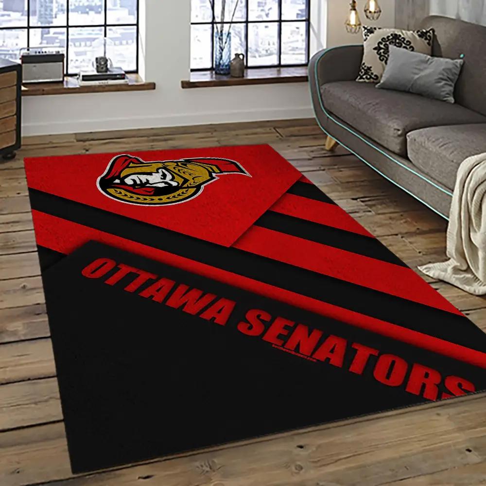 Nhl ottawa senators hockey team logo sport carpet rectangle area rug for living room os47 Rectangle Rug