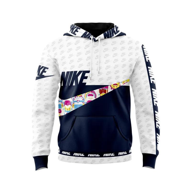 Nike cartoon cn navy white unisex hoodie outfit for men women luxury brand clothing special gift Hoodie 3D