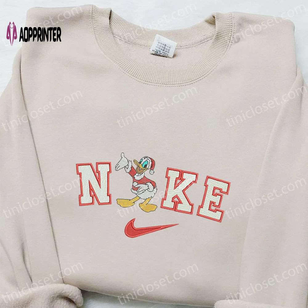 Nike christmas x donald duck embroidered sweatshirt: perfect walt disney shirt for best christmas gift ideas Embroidered Shirt