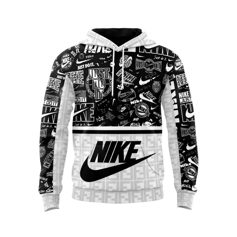 Nike fendi just do it black white unisex hoodie outfit for men women luxury brand clothing special gift Hoodie 3D