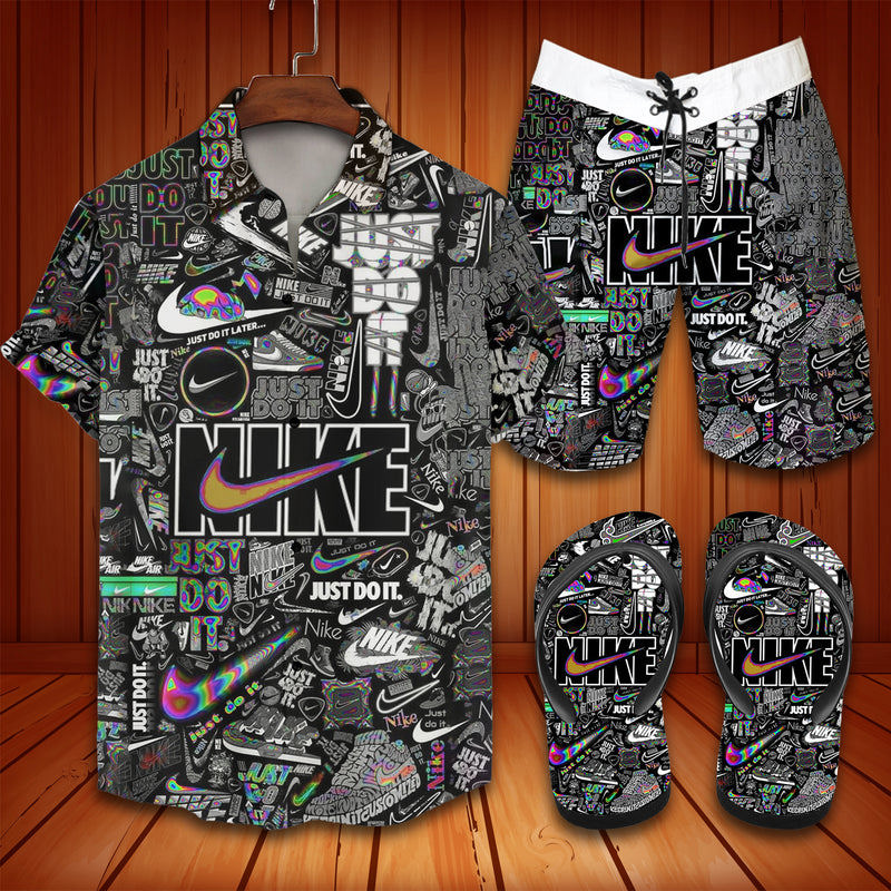 Nike flip flops hot 2023 and combo hawaii shirt, shorts 116 Hawaii Shirt Shorts & Flip Flops