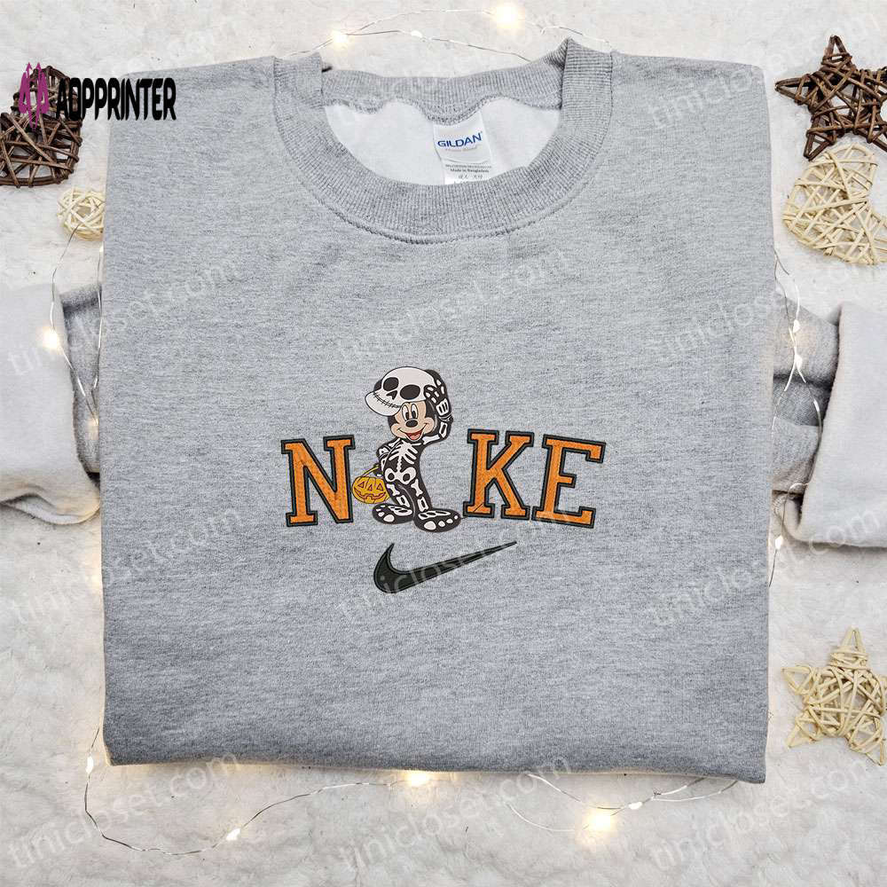 Nike halloween x mickey mouse skeleton embroidered sweatshirt: best halloween gift ideas Embroidered Shirt