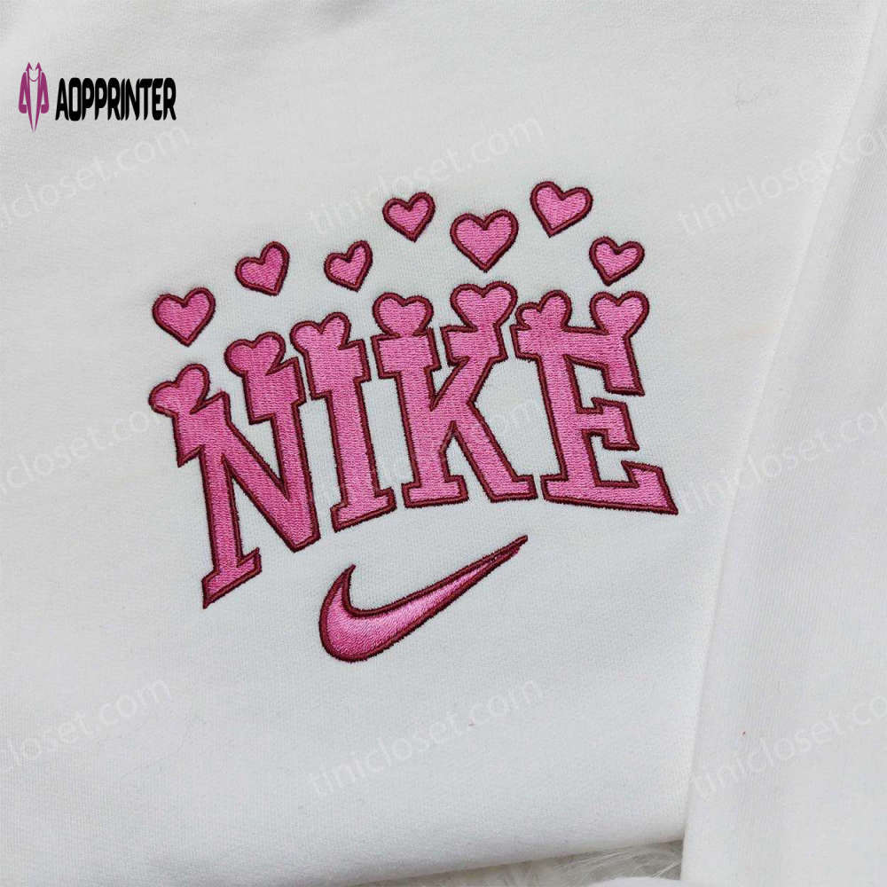 Nike heart love embroidered sweatshirt: best valentine s day gift nike inspired logo shirt Embroidered Shirt