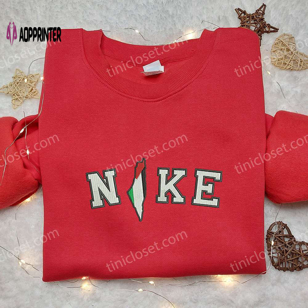 Nike inspired palestine flag embroidered sweatshirt: national day gift ideas Embroidered Shirt