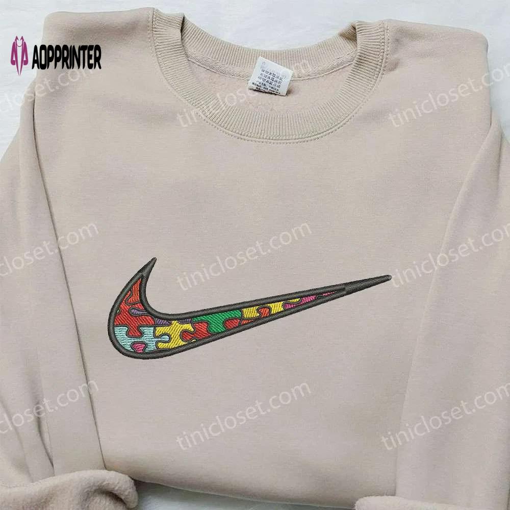 Nike puzzle embroidered shirt: best birthday gift idea nike inspired design Embroidered Shirt