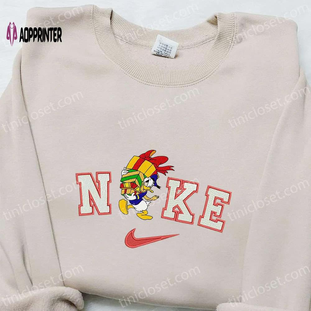 Nike x donald duck gifts embroidered sweatshirt walt disney christmas shirt – best gift ideas Embroidered Shirt