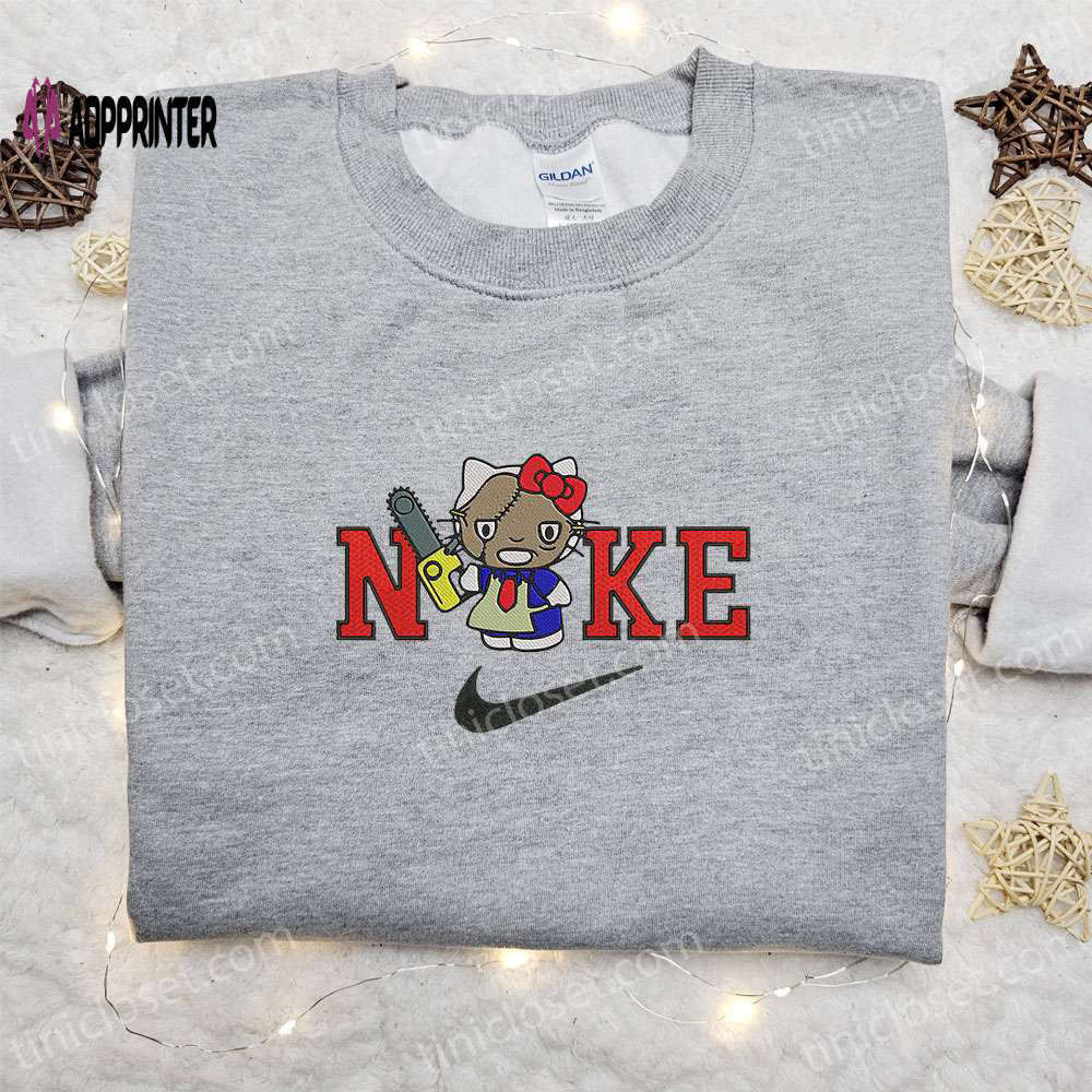 Nike x hello kitty leatherface embroidered sweatshirt spirit halloween t-shirt funny hoodie Embroidered Shirt