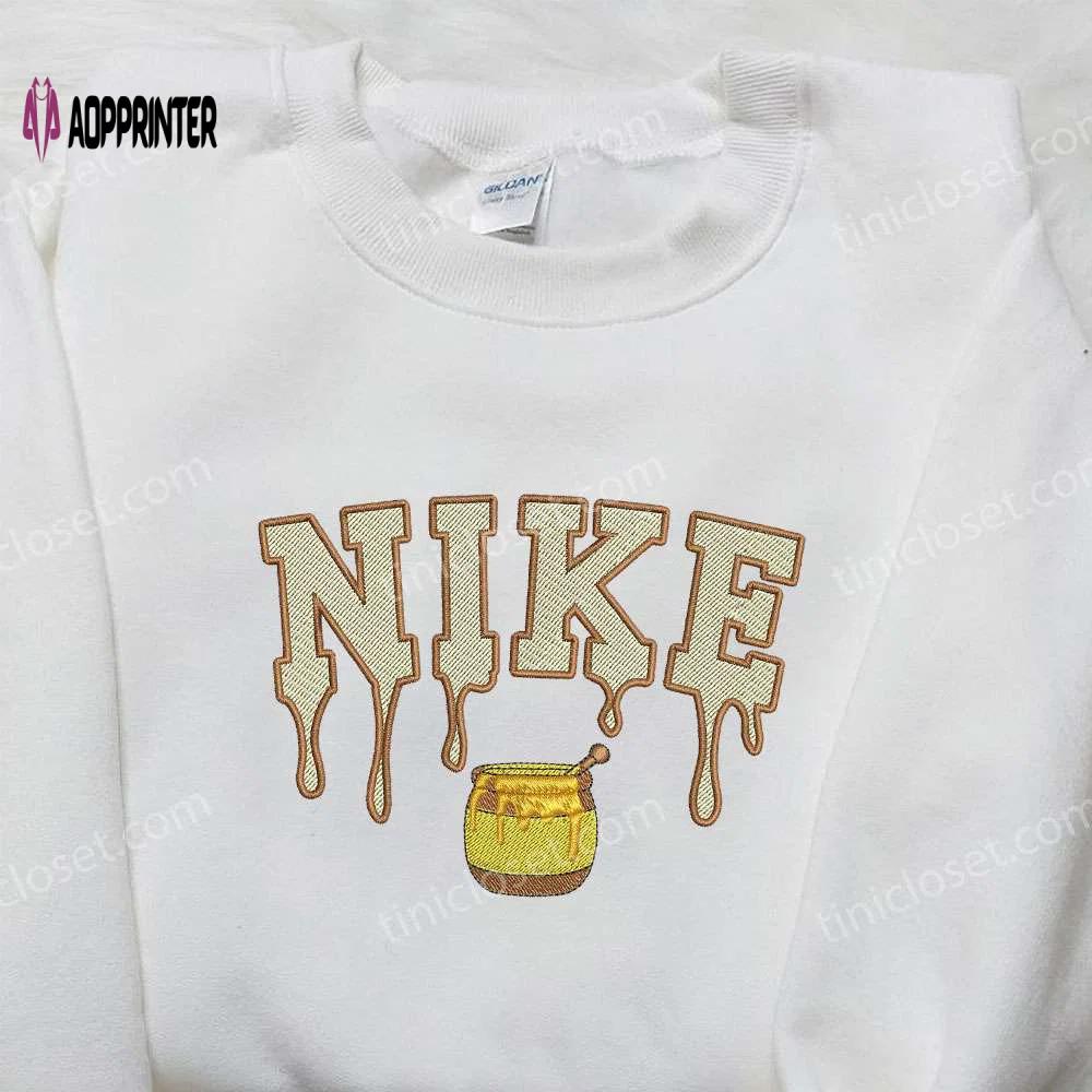 Nike x honey bottle embroidered shirt: custom nike inspired gift for family Embroidered Shirt