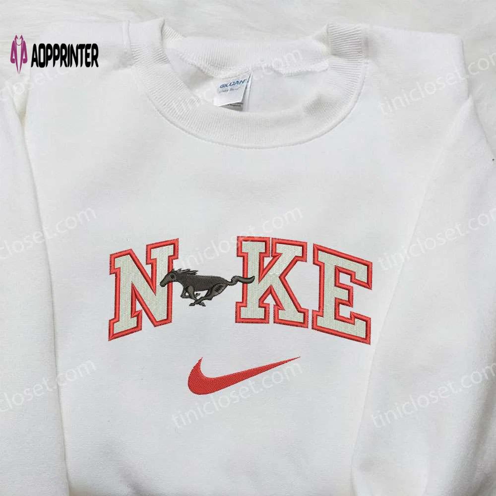 Nike x horse embroidered shirt: custom animal design for trendy style Embroidered Shirt