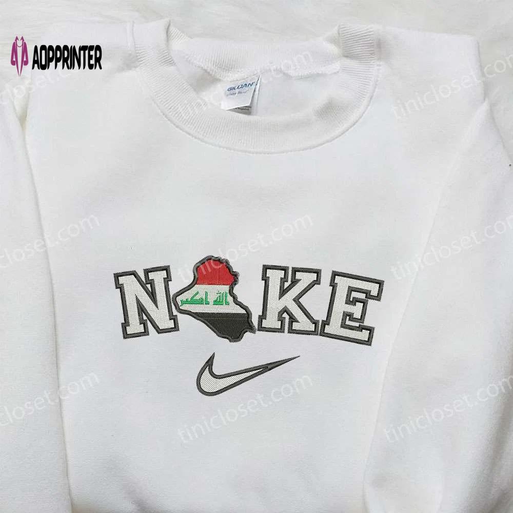 Nike x iraq map embroidered shirt: unique national day gift idea – nike inspired design Embroidered Shirt