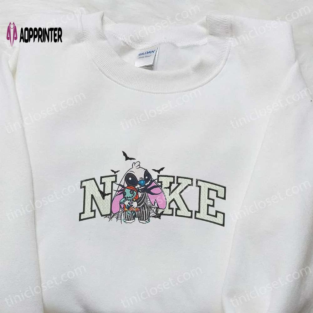 Nike x jack skellington stitch sweatshirt: disney halloween hoodie & cool embroidered shirt Embroidered Shirt