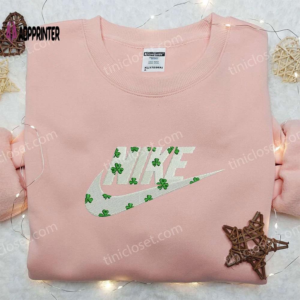 Nike x lucky clover embroidered shirt: best family gift nike inspired design Embroidered Shirt