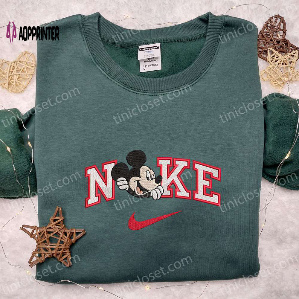 Nike x mickey mouse smile shirt & disney characters hoodie: best gift ideas Embroidered Shirt