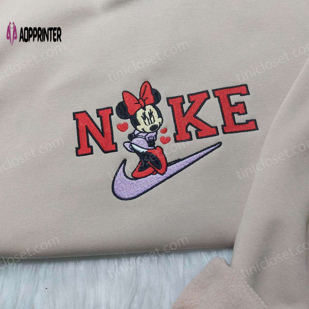 Nike x minnie love hearts embroidered shirt hoodie & sweatshirt: disney collaboration delight Embroidered Shirt