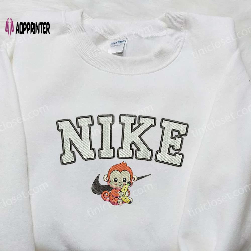 Nike x monkey embroidered shirt: animal inspired nike shirt Embroidered Shirt