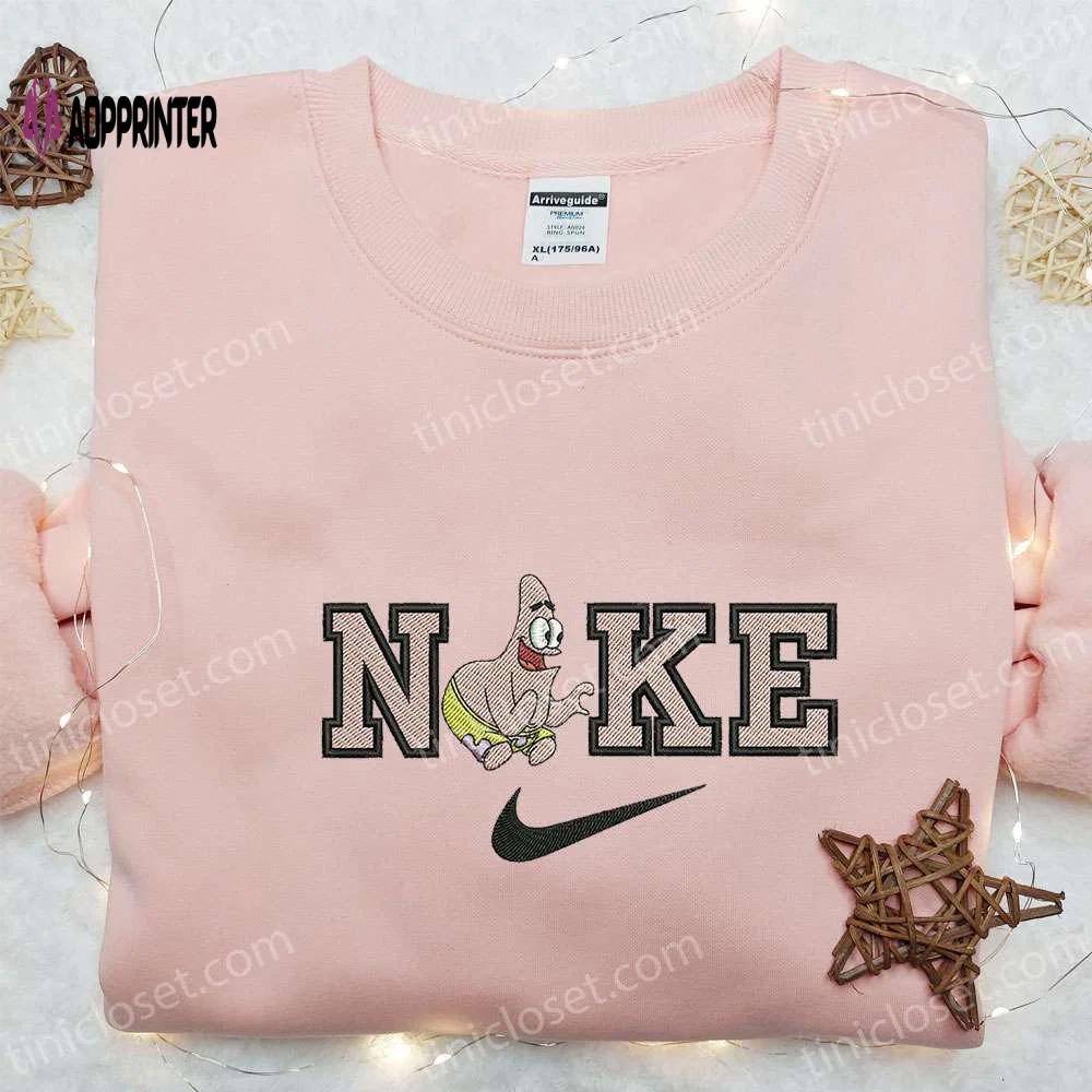 Nike x patrick star cartoon & disney characters embroidered shirt: fun & stylish nike inspired t-shirt Embroidered Shirt