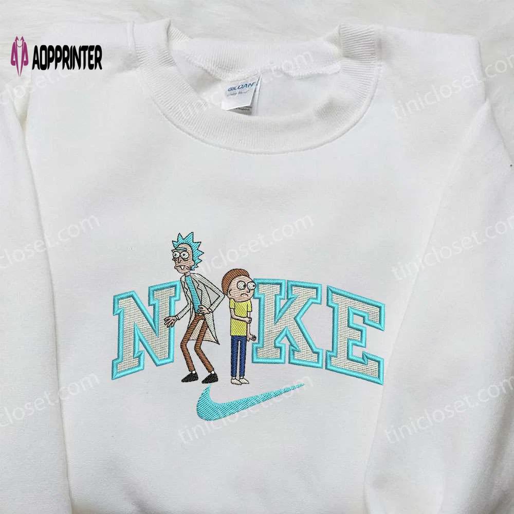 Nike x rick and morty cartoon embroidered shirt – unique nike inspired design Embroidered Shirt