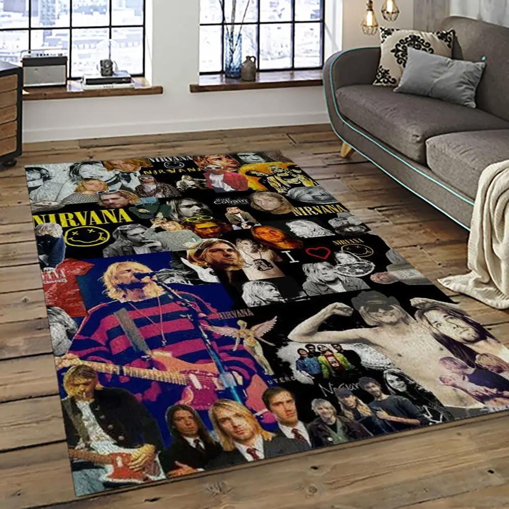 Nirvana rock band punk rock music retangle carpet area rug home decor best gift for fan and friends nv21 Rectangle Rug