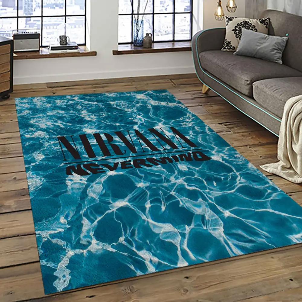 Nirvana rock band punk rock music retangle carpet area rug home decor best gift for fan and friends nv35 Rectangle Rug