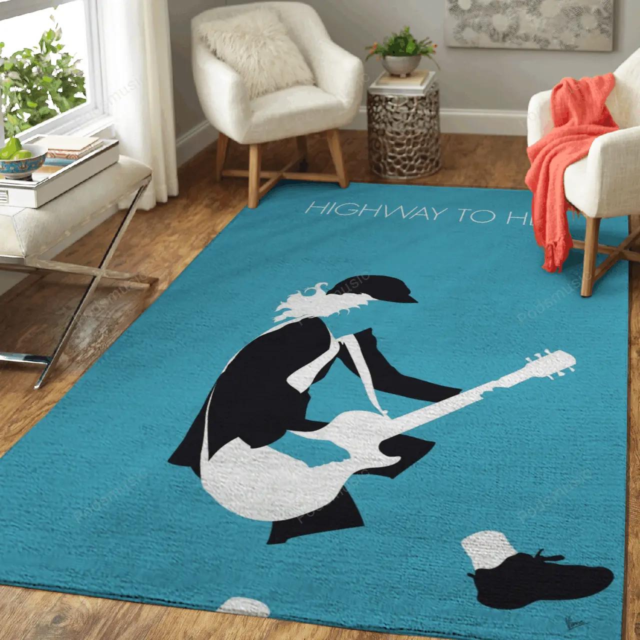 No125 my acdc minimal music artwork minimal music artworks art for fans area rug living room carpet rug regtangle carpet floor decor home decor Rectangle Rug