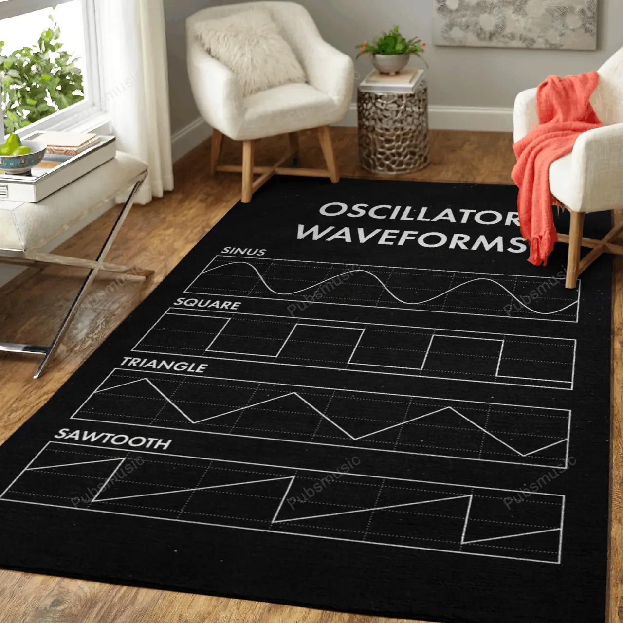 Oscillator waveforms music art for fans area rug living room carpet rug regtangle carpet floor decor home decor Rectangle Rug