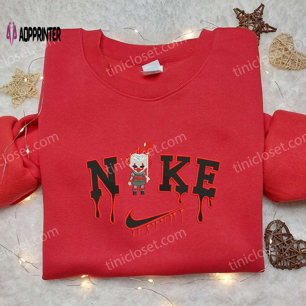 Pennywise x nike embroidered sweatshirt: best halloween gift idea from it movie Embroidered Shirt