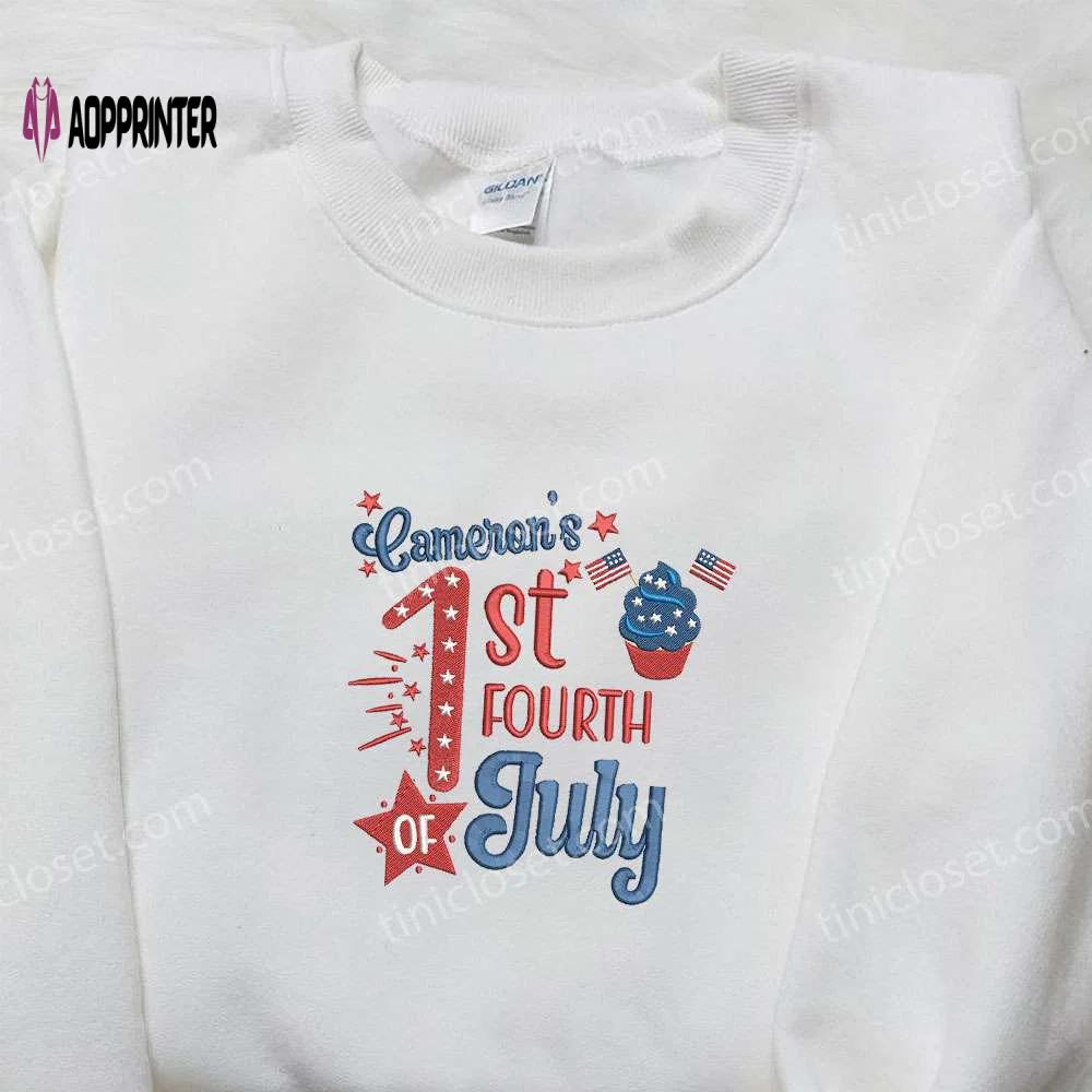 Personalized baby name 1st fourth of july embroidered shirt: perfect national day gift Embroidered Shirt